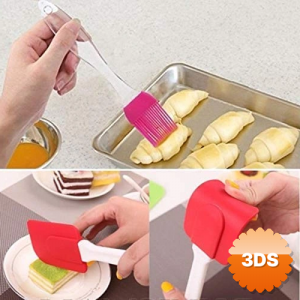 2'li Silikon Pasta - Börek - Poğaça Yağ Fırçası Ve Spatula Seti