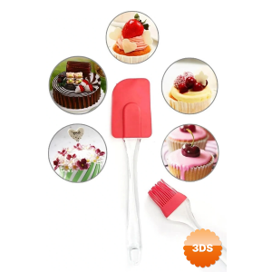 2 Li Set Silikon Pasta - Börek - Poğaça Yağ Fırçası Ve Silikon Spatula Seti