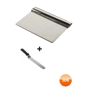 2li Set Hamur Şekillendirici Eğik Pasta Spatulası +metal Hamur Kesici Kazıyıcı Spatula