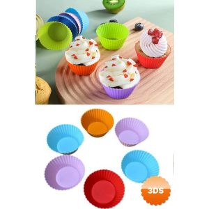 6 Adet Yıkanabilir Mini Tırtıklı Muffin Kalıbı - Ribanalı Kek - cupcake - Renkli Hamur Işi Kabı