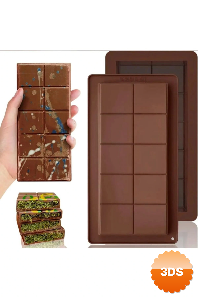 Meşhur Dubai Çikolatası Kalıbı Silikon - Büyük Tablet Çikolata Mum Kek Kalıbı Pasta Kalıbı