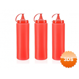 Ketçap Şişesi - 1000ml Dev Boy Kırmızı 3 Adet