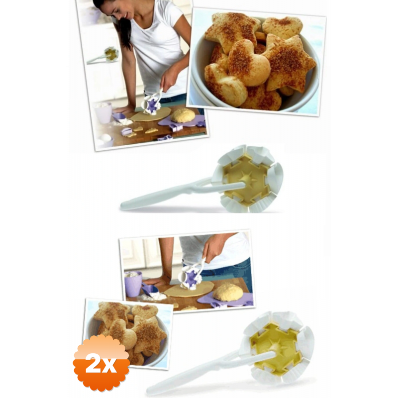 2 Adet Kurabiye Ruleti - Çiçek - Kalp - Üçgen - Muffin Şekillerinde Kurabiye Şekillendirici