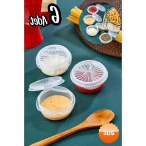 9 Lu Yelpaze Kapaklı Şeffaf Mini Sosluk - Ketçap Mayonez Kabı - Kahve Yanı Şeker Lokumluk