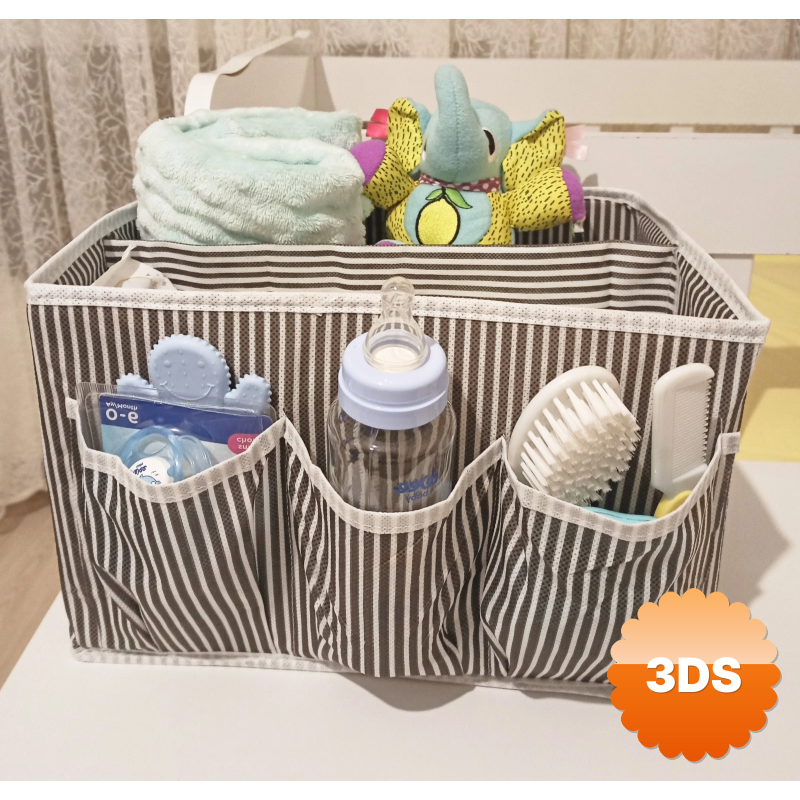 Tutturma Aparatlı Bebek Beşik Başucu Düzenleyici Kapaklı 5 Bölmeli Organizer