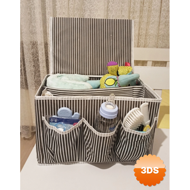 Tutturma Aparatlı Bebek Beşik Başucu Düzenleyici Kapaklı 5 Bölmeli Organizer