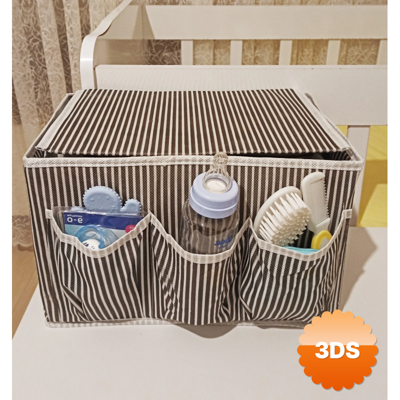 Tutturma Aparatlı Bebek Beşik Başucu Düzenleyici Kapaklı 5 Bölmeli Organizer