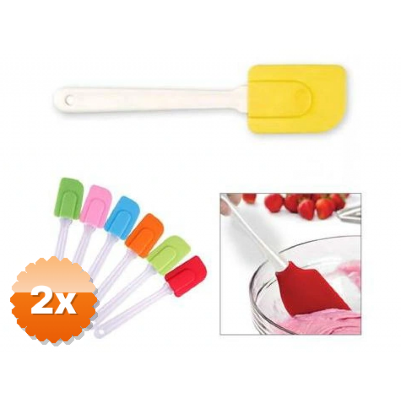 2 Adet Renkli Silikon Spatula - Büyük