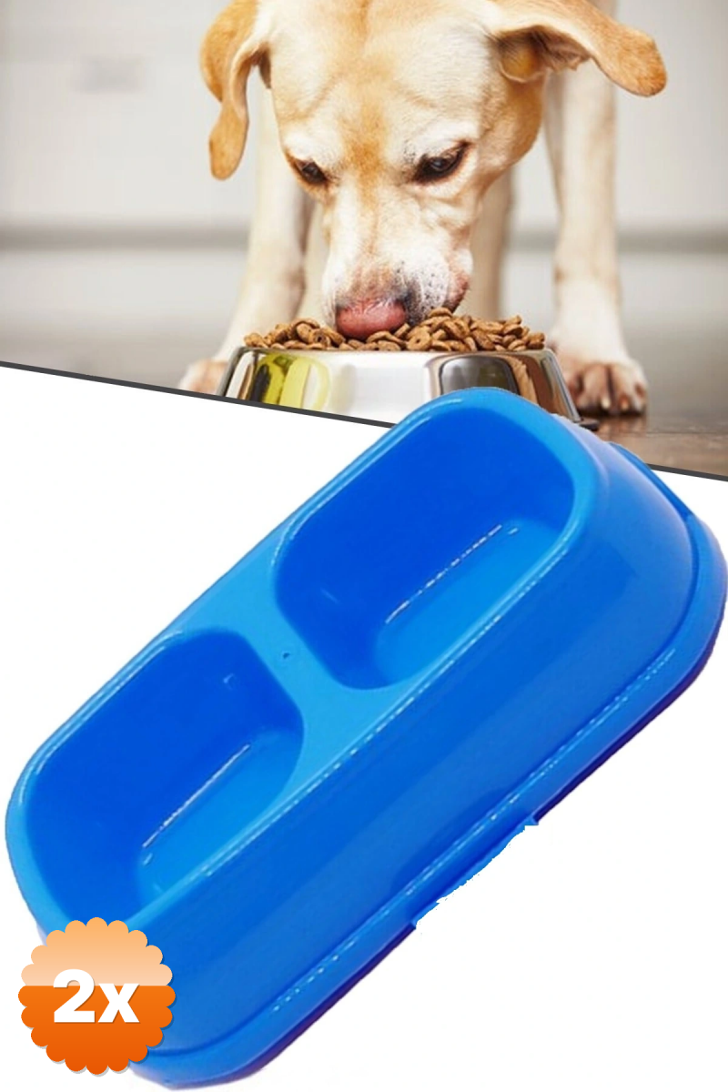2 Adet Kedi - Köpek Mama Ve Su Kabı 2 Bölmeli Büyük Boy