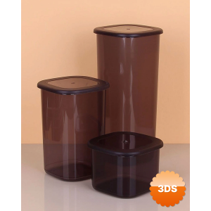 3lü Saklama Kabı - 1750 - 1200 - 550ml Koyu Şeffaf
