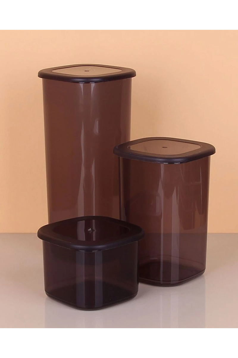 3lü Saklama Kabı - 1750 - 1200 - 550ml Koyu Şeffaf