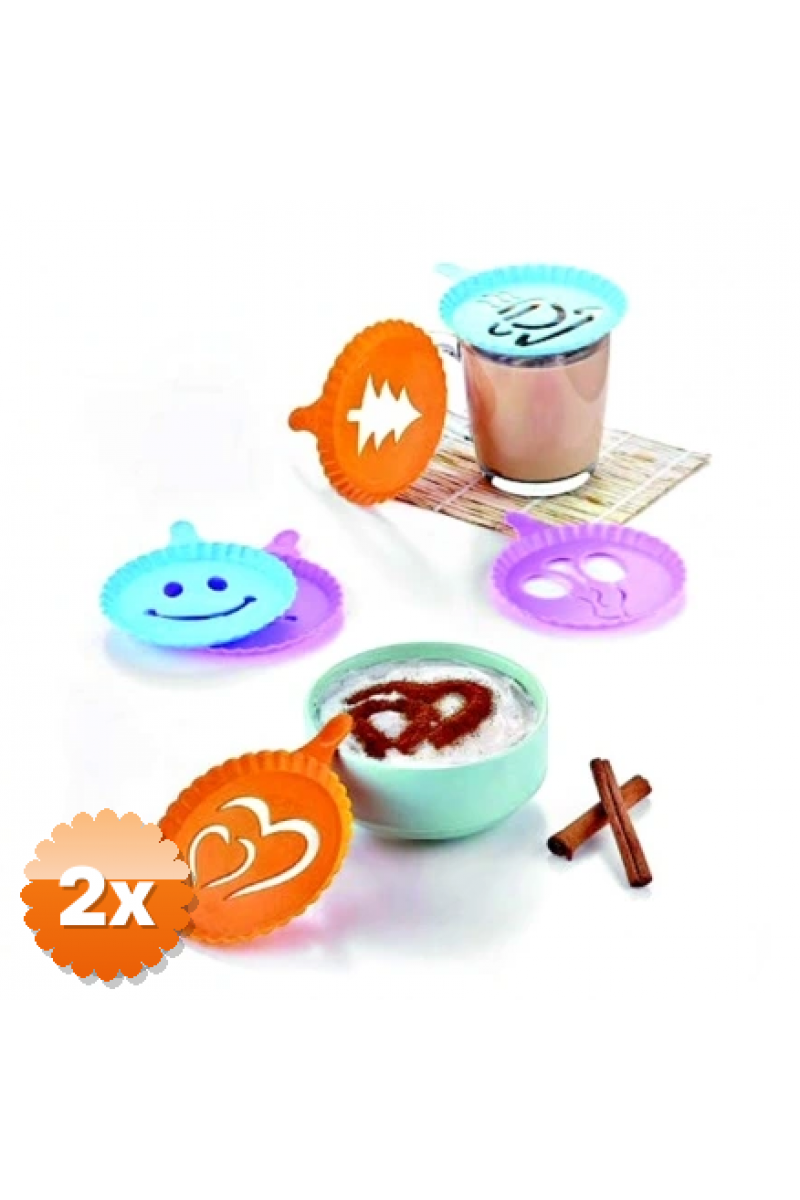 Renkli Kahve Süsleme Şablonları - 4lü Magic Süsleme Şablonu