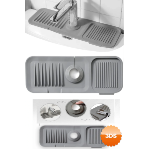 Elastik Mutfak Banyo Musluk Matı Düzenleyici Kaydırmaz Taban Organizer Lavabo Kenar Matı