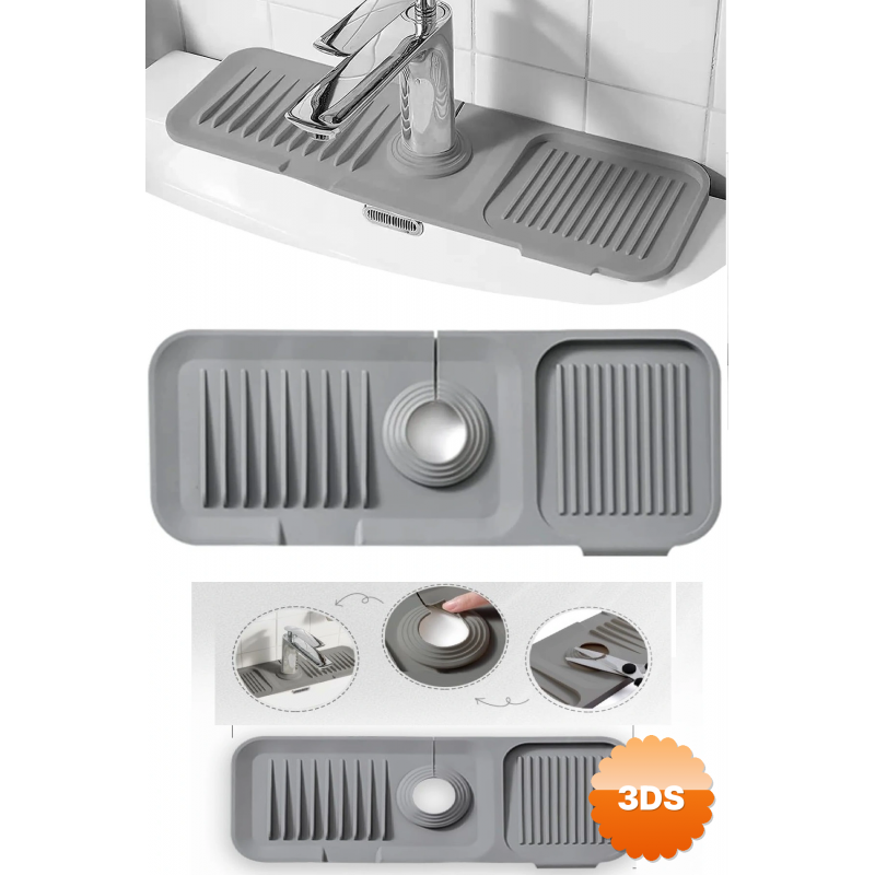 Elastik Mutfak Banyo Musluk Matı Düzenleyici Kaydırmaz Taban Organizer Lavabo Kenar Matı