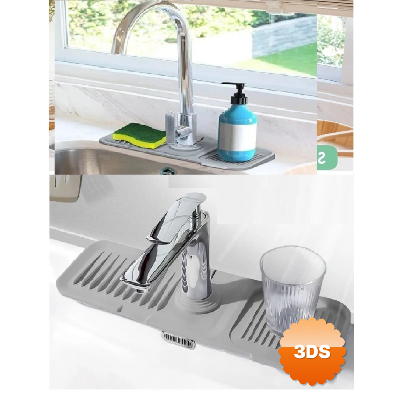 Elastik Mutfak Banyo Musluk Matı Düzenleyici Kaydırmaz Taban Organizer Lavabo Kenar Matı