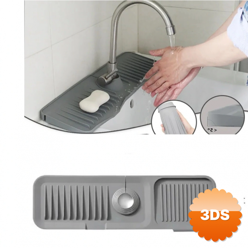 Elastik Mutfak Banyo Musluk Matı Düzenleyici Kaydırmaz Taban Organizer Lavabo Kenar Matı