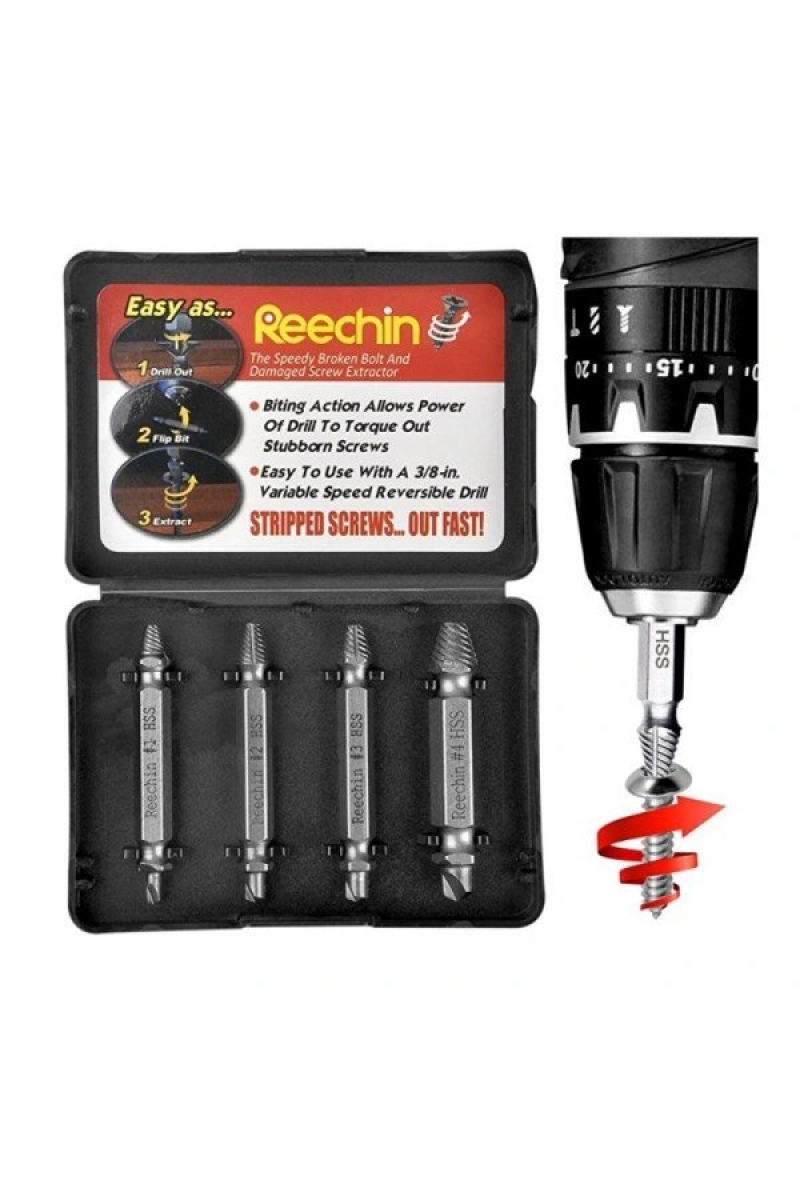 Easy Out 4lü Sökme Takımı - Hasar Görmüş Vida Çıkarıcı