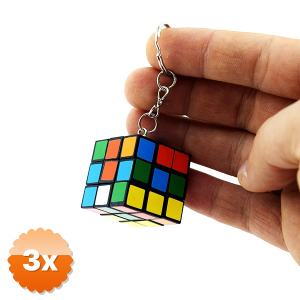 3 Adet Nostaljik Zeka Küpü Sihirli Mini Rubik Anahtarlık