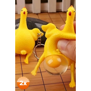 2 Adet Yumurtlayan Eğlenceli Tavuk Anahtarlık Stres Topu Hediyelik Oyuncak Çanta Süsü