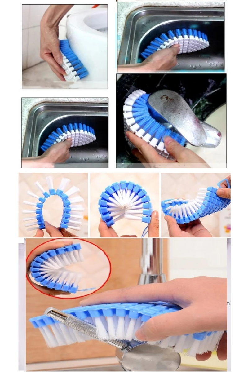 Bükülebilir Esnek Kenar Köşe Lavabo Temizleme Fırçası Banyo Mutfak Fırçası