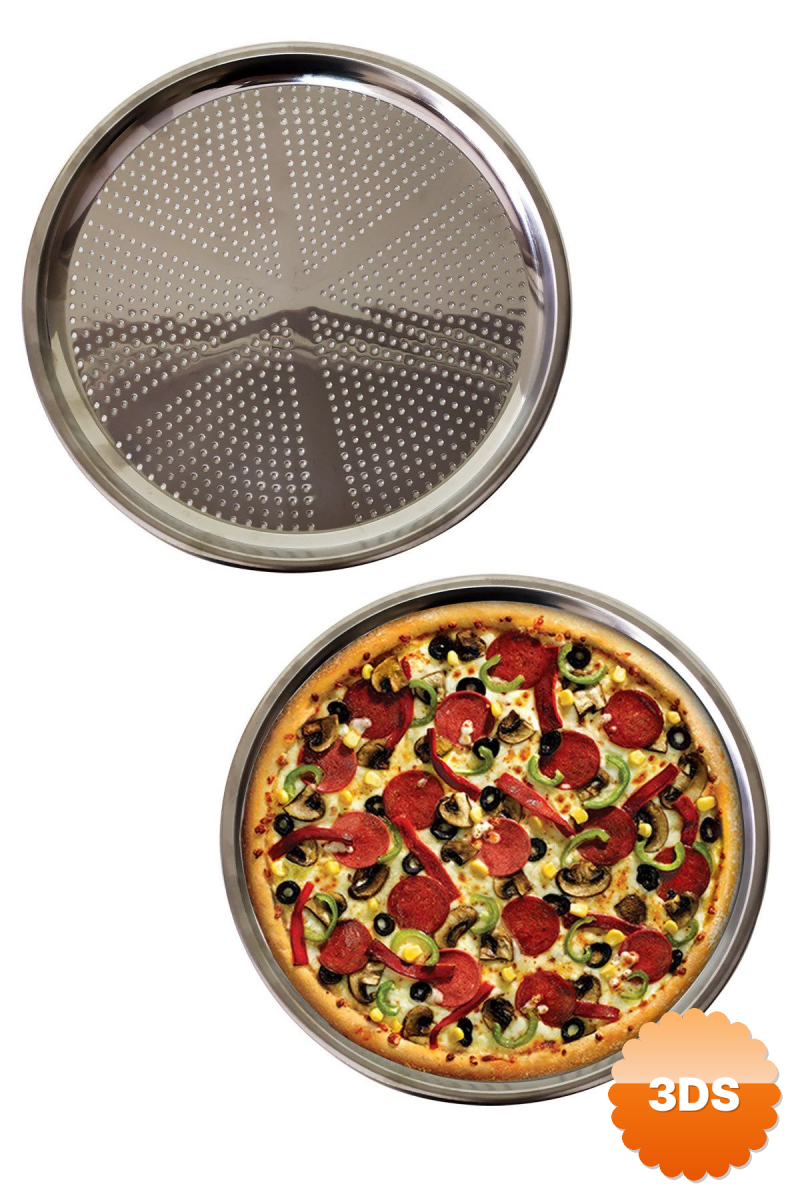 Delikli Çelik Pizza Ve Lahmacun Tepsisi Orta Boy - 32 Cm