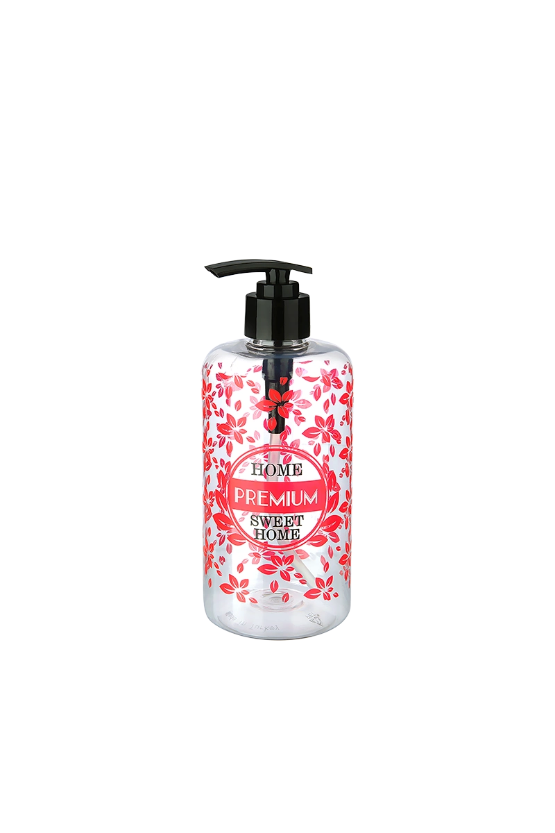 Şeffaf Sıvı Sabunluk Yuvarlak Plastik Pompalı 500 Ml