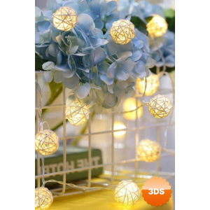 Hasır Toplar Led Işık 2 Metre Gün Işığı Dekor Lambası