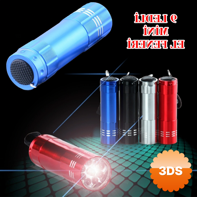 3 Adet 9 Ledli Metal Mini El Fener