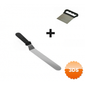 2li Set Hamur Şekillendirici Eğik Pasta Spatulası Ve Metal Hamur Kesici Kazıyıcı Spatula