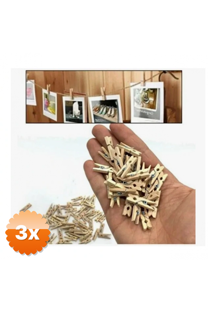 3 Paket Mandal Mini Ahşap Mandal (10 Adet)