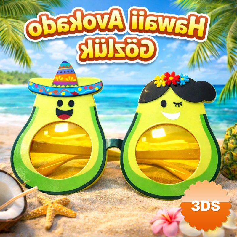 Hawaii Temalı Avokado Gözlük – Kostüm & Parti Gözlüğü