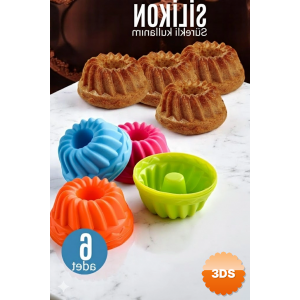 Silikon Göbekli Muffin Cupcake Kalıbı - Sürekli Kullanım Muffin Kek Kalıbı 6 Adet
