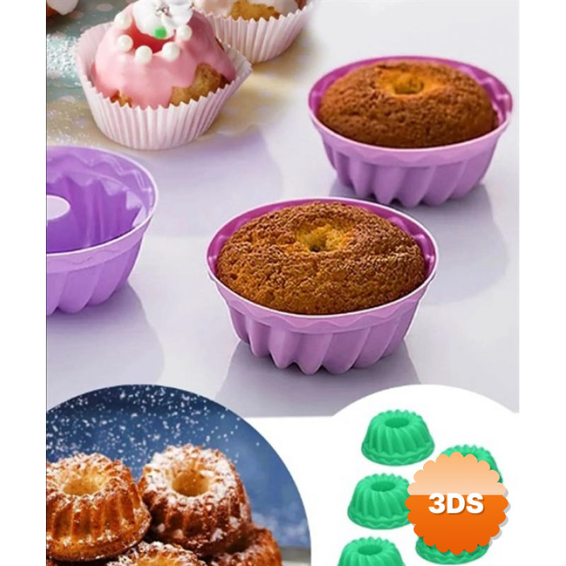 Silikon Göbekli Muffin Cupcake Kalıbı - Sürekli Kullanım Muffin Kek Kalıbı 6 Adet