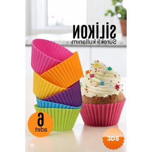 Silikon Muffin Kalıbı - Sürekli Kullanım Muffin Kek Kalıbı 6 Adet