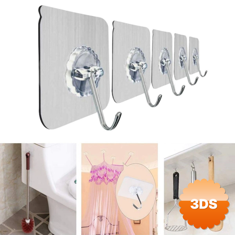 10'lu Şeffaf Kendinden Yapışkanlı Güçlü Askı Kancası, Banyo Mutfak Organizer, İz Bırakmaz Pratik Askı