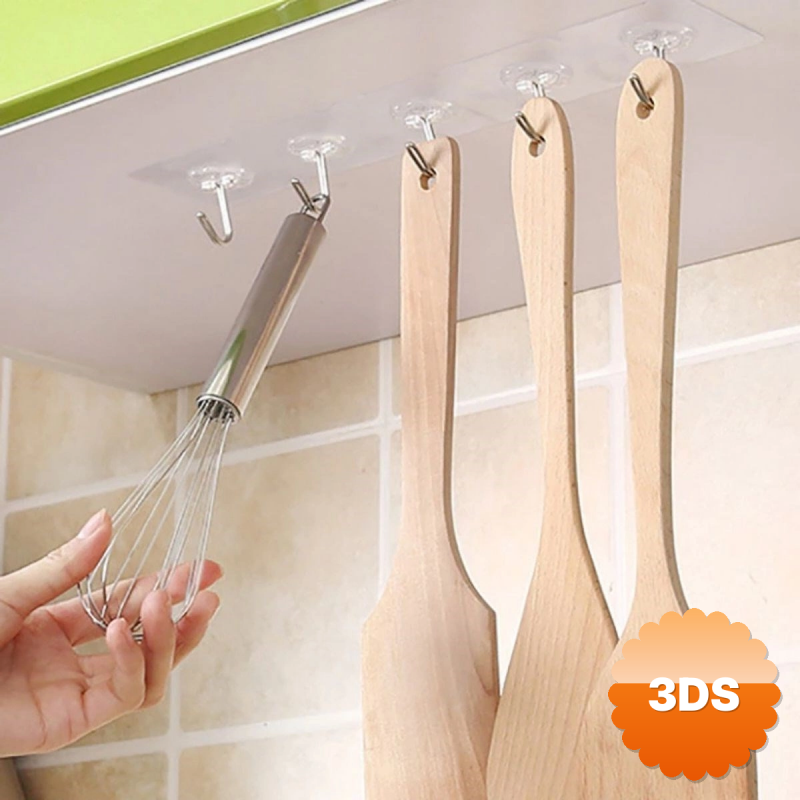 10'lu Şeffaf Kendinden Yapışkanlı Güçlü Askı Kancası, Banyo Mutfak Organizer, İz Bırakmaz Pratik Askı