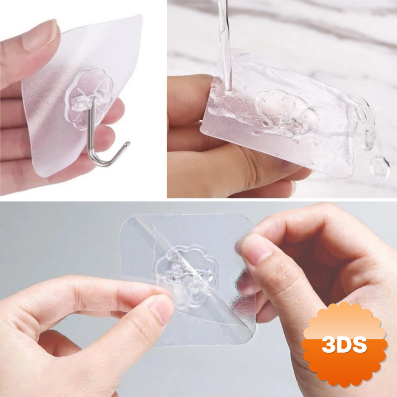10'lu Şeffaf Kendinden Yapışkanlı Güçlü Askı Kancası, Banyo Mutfak Organizer, İz Bırakmaz Pratik Askı