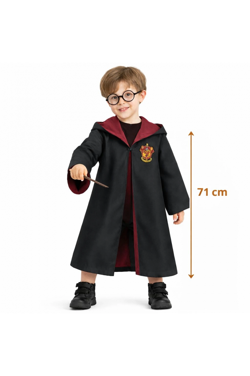 Harry Potter Çocuk Bebek Kostüm Seti – Asa Gözlük Pelerin 71 Cm (2 - 4 Yaş)