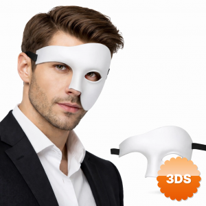 Beyaz Yarım Erkek Maske – Phantom Parti & Balo Maskesi