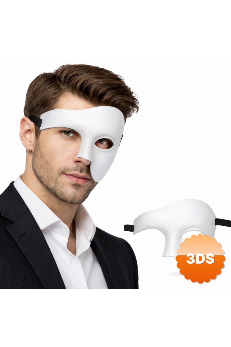 Beyaz Yarım Erkek Maske – Phantom Parti & Balo Maskesi