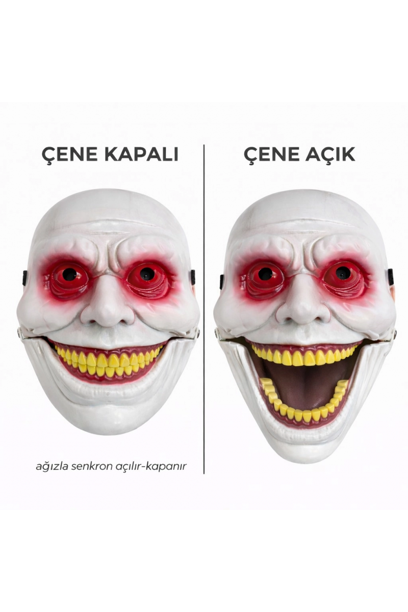 Hareketli Çene Mekanizmalı Korku Maskesi Kırmızı