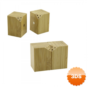 Baharatlık Tuzluk 5x5cm Y:7cm 2parça Mıknatıslı İkiz Ahşap Bambu Baharatlık Tuzluk