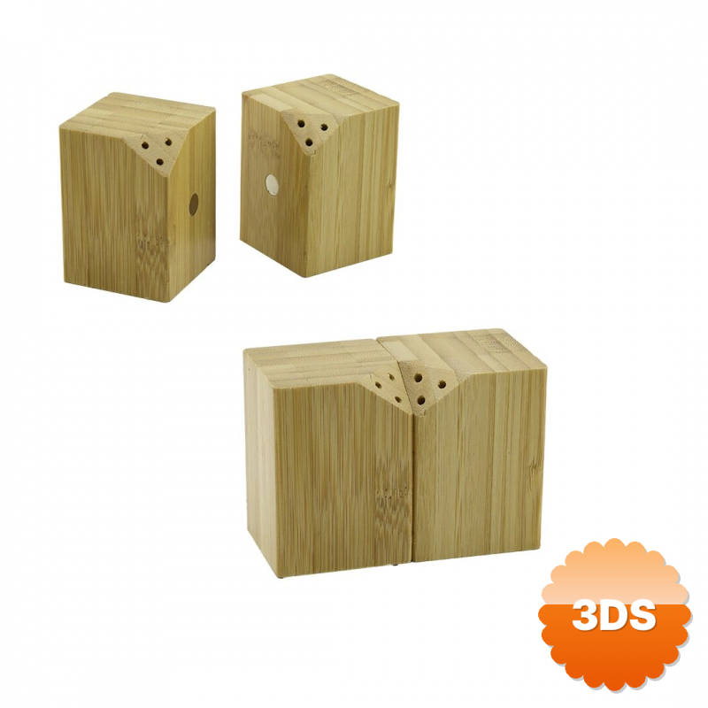 Baharatlık Tuzluk 5x5cm Y:7cm 2parça Mıknatıslı İkiz Ahşap Bambu Baharatlık Tuzluk