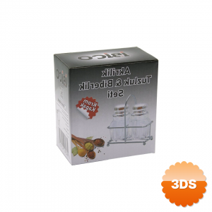 Tuzluk 2pcs Krom Kapak Akrilik Tuzluk Biberlik Baharatlık Metal Standlı Kare Bombeli