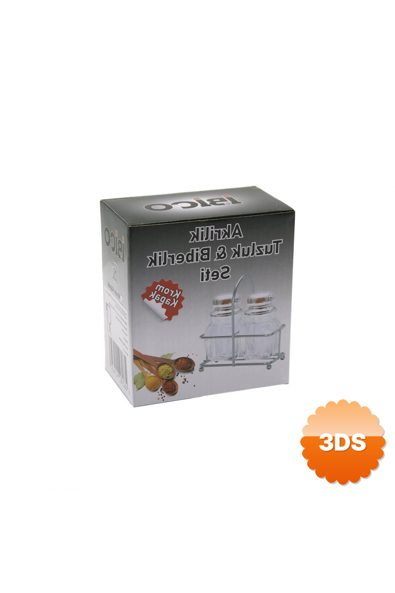 Tuzluk 2pcs Krom Kapak Akrilik Tuzluk Biberlik Baharatlık Metal Standlı Kare Bombeli
