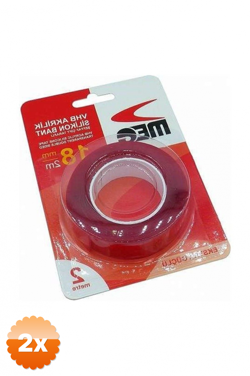 2 Adet Meg Çift Taraflı Akrilik Silikonize Bant 18 Mm X 2 Metre