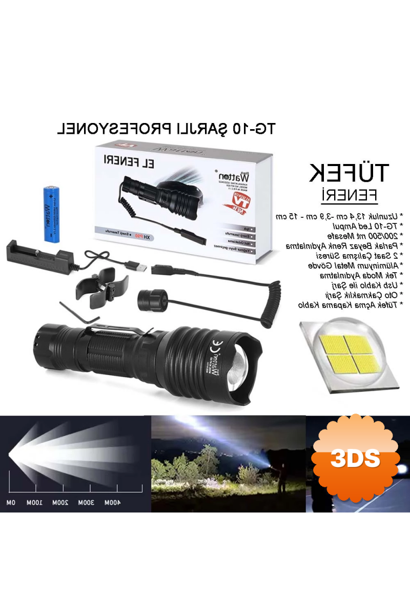 Tg - 10 Şarjlı Profesyonel Av Feneri Wt - 620