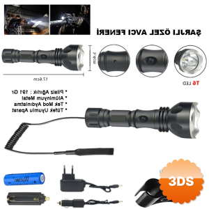 600 Lümen Tx6 Şarjlı Özel Avcı Feneri Wt - 253