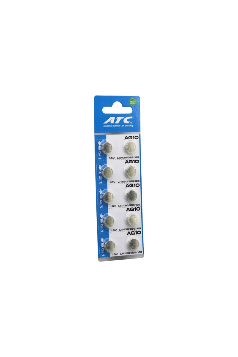 Atc Alkaline Button Battery ( Ag10 ) ( Lr - 1130/389/189 ) ( Düğme Pil ) ( Alkalin ) ( 1.5v ) ( 10lu Kart )*400