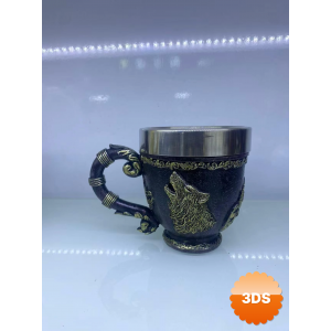 Kurt İşlemeli Çelik Kupa Kod 6922